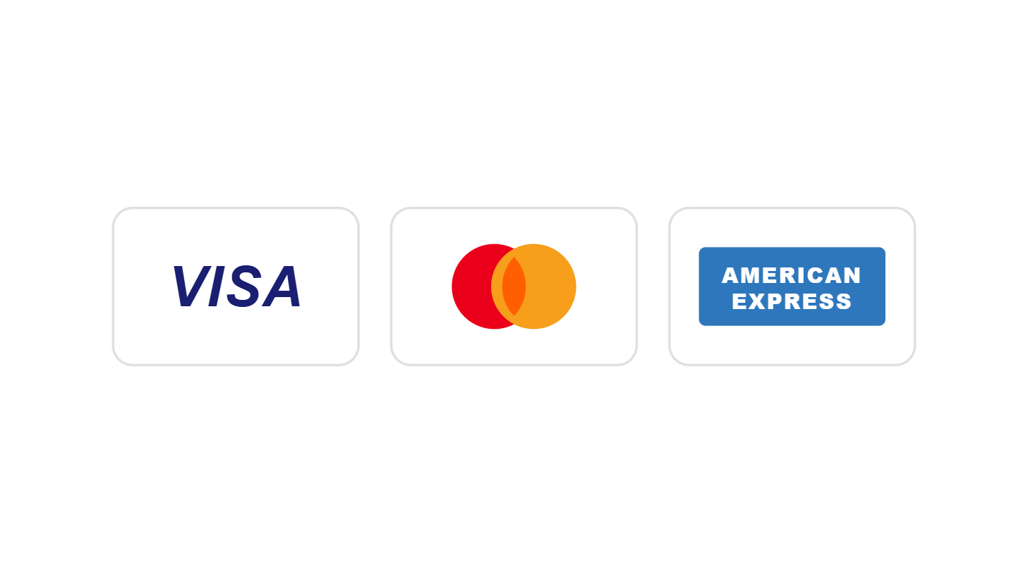 We accept Visa, Mastercard and American Express