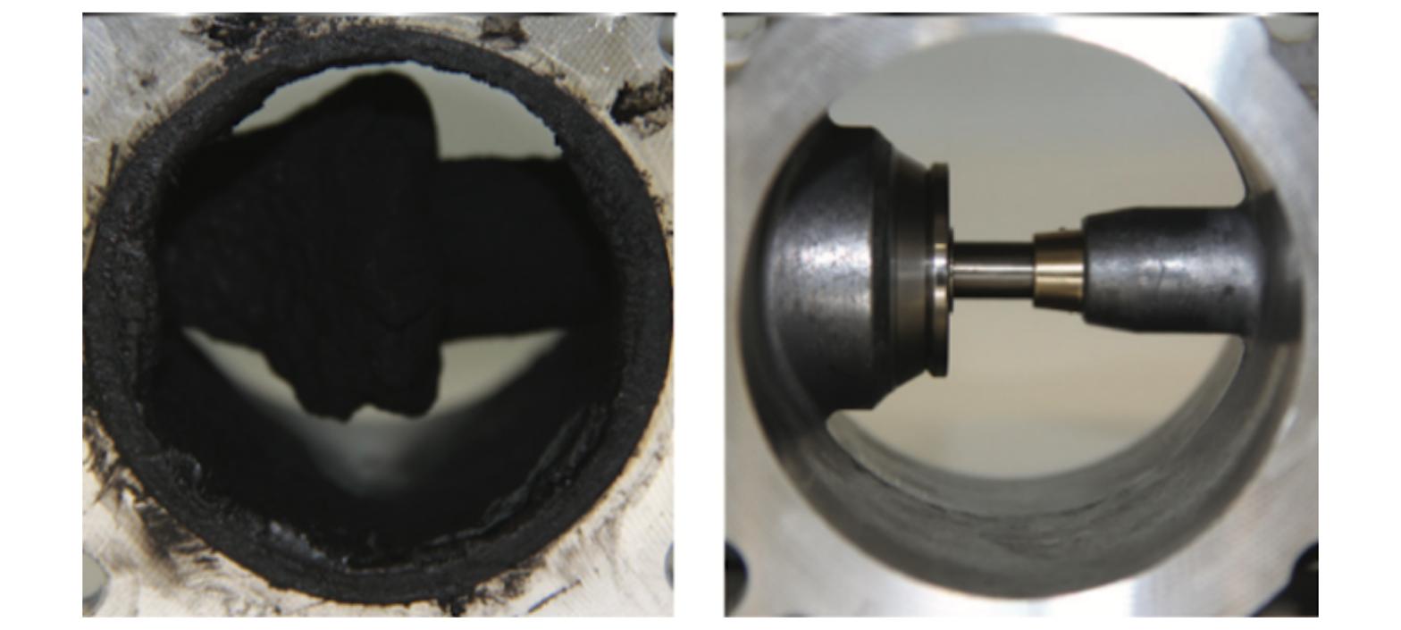 EGR valve before and after cleaning – carbon build-up vs cleaned valve