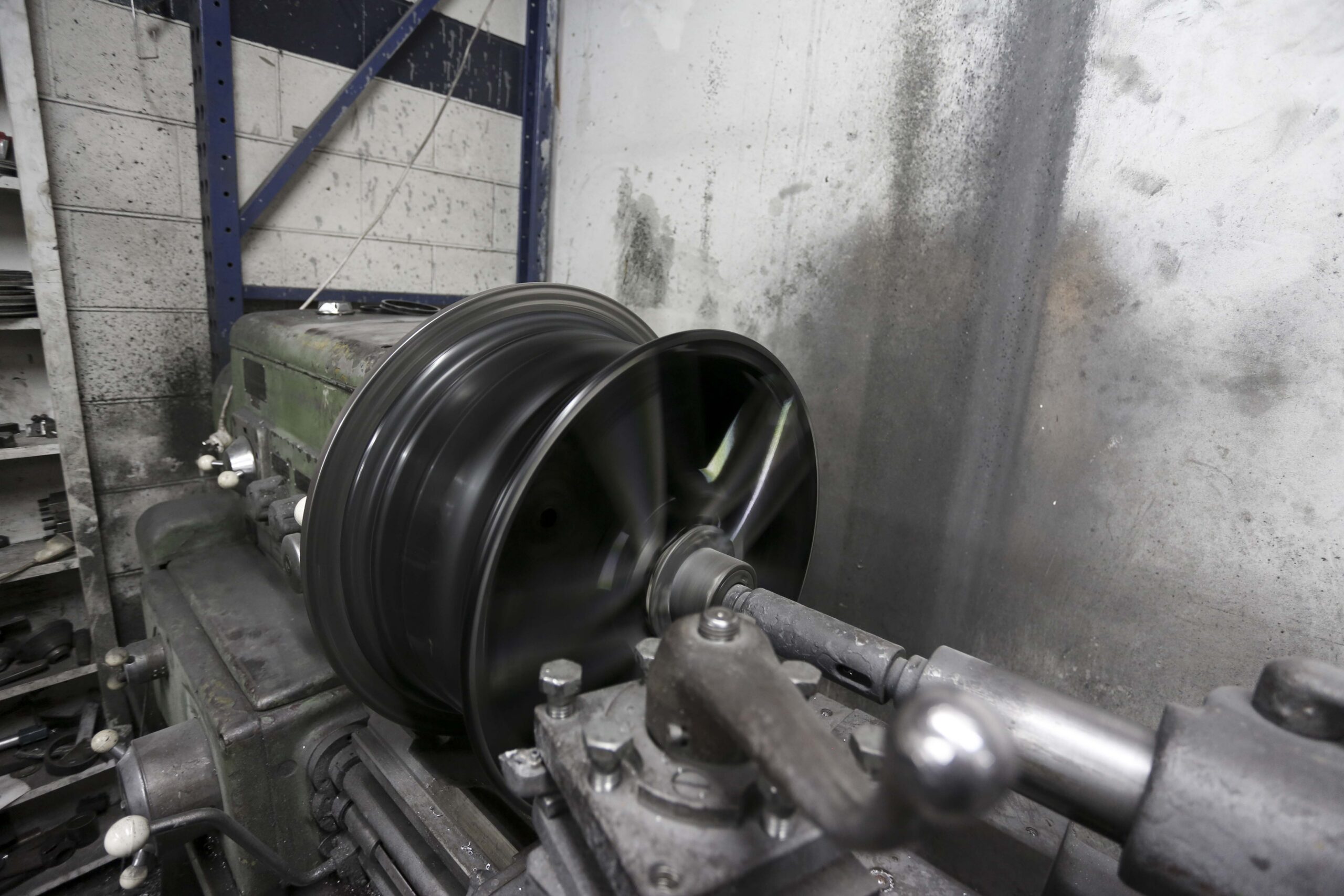 Mag wheel being machined on the lathe